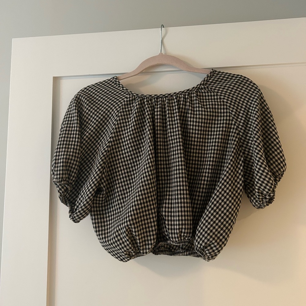 A Bronze Age cotton gingham blouse, size S